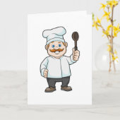 Carte Chef avec toque de chef et cuillère à soupe (Fleur jaune)