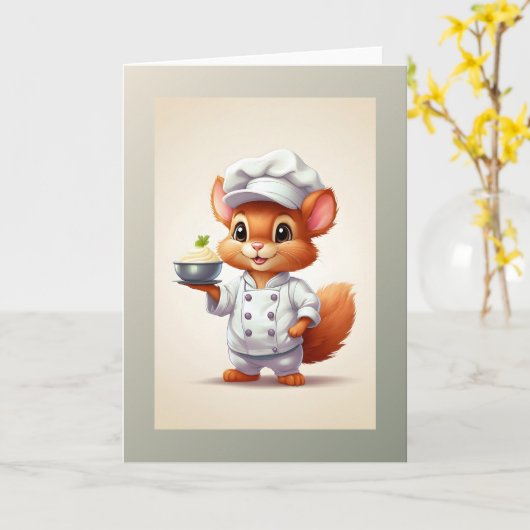 Carte Chef d'écureuil bébé Illustration Blank Greeting (Fleur jaune)