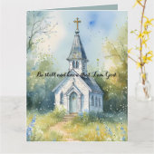 Carte Chemin rustique d'église dans une prairie de fleur (Fleur jaune)
