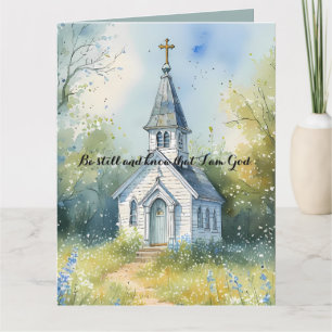 Carte Chemin rustique d'église dans une prairie de fleur