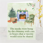 Carte Cheminée à l'aquarelle Masques de Noël 2021 (Fleur jaune)