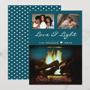Carte Cheminée moderne Bois de feu Photo de Noël cosy