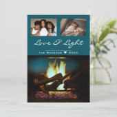 Carte Cheminée moderne Feu bois Cosy Photo de Noël (Debout devant)