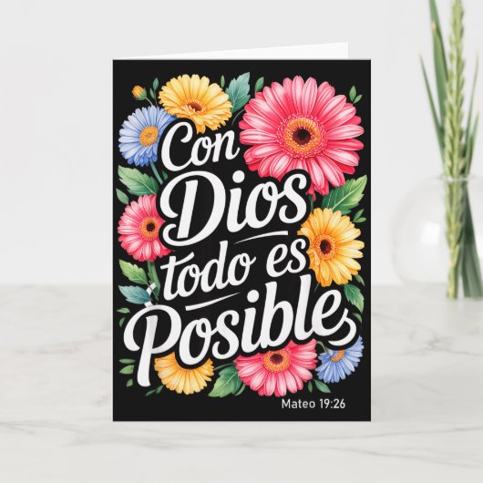 Carte Chemise chrétienne espagnole Con Dios Todo Es Posi (Devant)