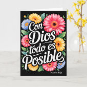 Carte Chemise chrétienne espagnole Con Dios Todo Es Posi (Fleur jaune)