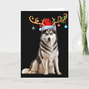 Carte Chemise de Noël Chapeau de Père Noël Renne Chien H