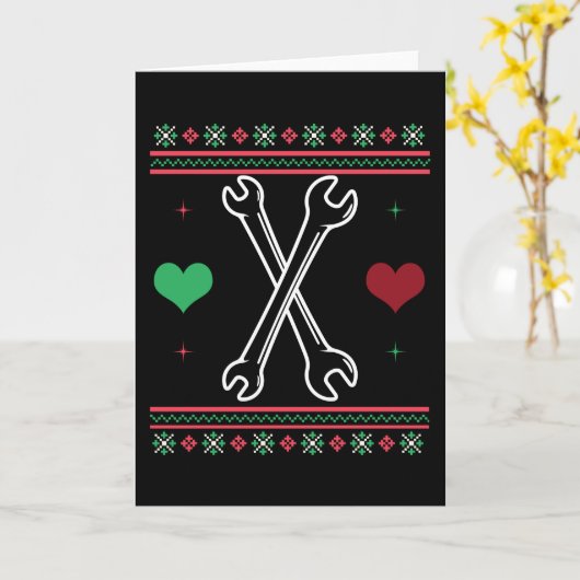 Carte Chemise de Noël dégueulasse de Mécanicien Noël (Fleur jaune)