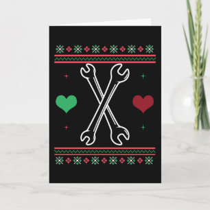 Carte Chemise de Noël laide de mécanicien Xmas