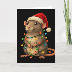 Carte Chemise de Noël pour rat drôle de lumières de Noël
