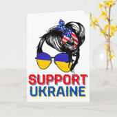 Carte Chemise de soutien à l'Ukraine Femme Drapeau Améri (Fleur jaune)