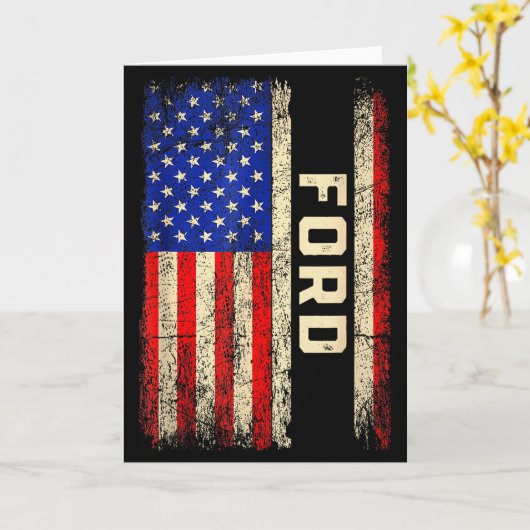Carte Chemise Nom de Famille Ford Ford Nom Drapeau Améri (Fleur jaune)