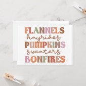 Carte Chemises de flanelle Citrouilles Feux de joie (Devant/Arrière en situation)