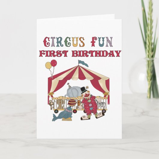 Carte Chemises et cadeaux Circus First Birthday (Devant)