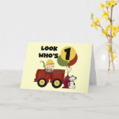 Carte Chemises et cadeaux Fireman 1er anniversaire (Fleur jaune)
