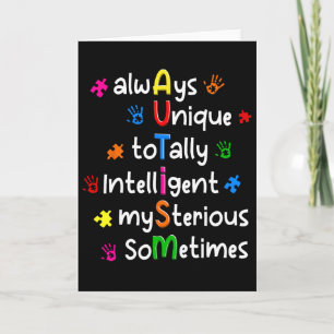 Carte Chemises sur l'autisme Toujours uniques Totalement