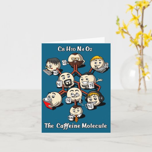 Carte Chemistry Caffeine Molecule Funny Science Geek Cof (Fleur jaune)
