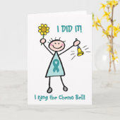 Carte Chemo Bell - Cancer de l'ovaire Turquoise ruban (Fleur jaune)