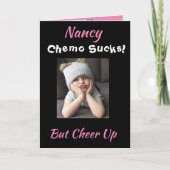 Carte Chemo Sucks Chevaucher Cancer du Sein Drôle Fille (Devant)