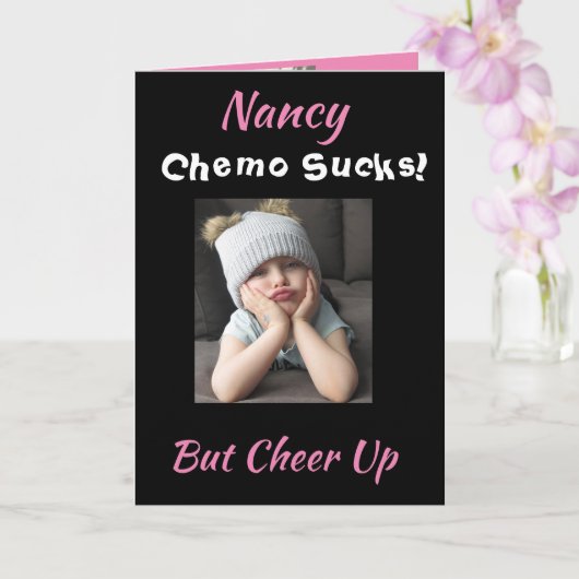 Carte Chemo Sucks Chevaucher Cancer du Sein Drôle Fille (Orchidée)