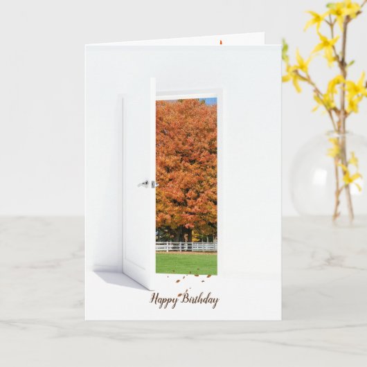 Carte Chêne d'automne à l'occasion d'un anniversaire à p (Fleur jaune)