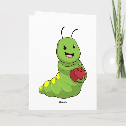 Carte Chenille au bowling avec boule de bowling (Dos)