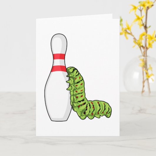 Carte Chenille au bowling avec quille de bowling (Fleur jaune)