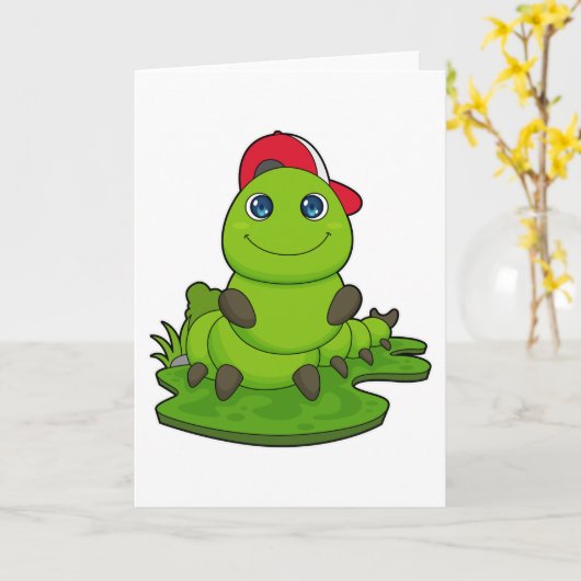 Carte Chenille avec Casquette (Fleur jaune)