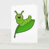 Carte Chenille avec feuille (Devant)