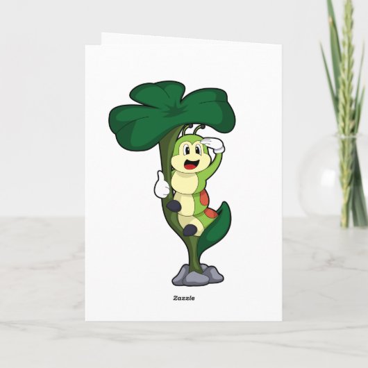 Carte Chenille avec feuille (Dos)