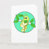 Carte Chenille avec feuille (Devant)