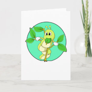 Carte Chenille avec feuille