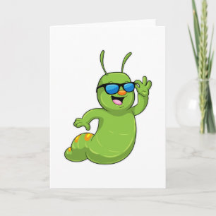 Carte Chenille avec lunettes de soleil