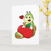 Carte Chenille avec pomme (Fleur jaune)