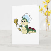 Carte Chenille comme chef avec cuillère en bois (Fleur jaune)