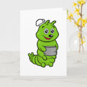 Carte Chenille comme cuisinier avec casserole (Fleur jaune)