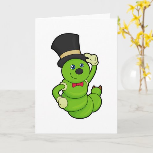 Carte Chenille comme marié avec chapeau (Fleur jaune)