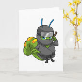 Carte Chenille comme Ninja avec Épée (Fleur jaune)