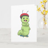 Carte Chenille comme patineur en ligne avec des patins à (Fleur jaune)