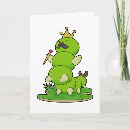 Carte Chenille comme roi avec couronne (Devant)
