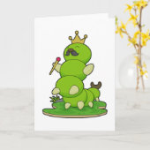 Carte Chenille comme roi avec couronne (Fleur jaune)