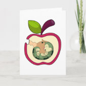 Carte Chenille dormant sur une pomme (Devant)