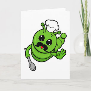 Carte Chenille en cuisinier avec cuillère