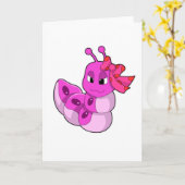 Carte Chenille en fille au ruban (Fleur jaune)