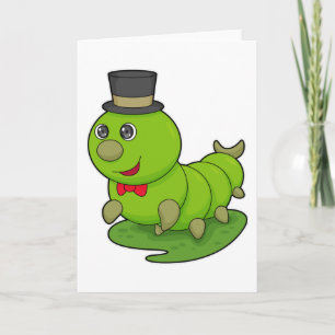Carte Chenille en gentleman avec cylindre