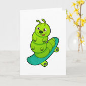 Carte Chenille en patineur avec planche à roulettes (Fleur jaune)