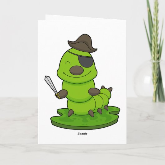Carte Chenille en pirate avec épée (Dos)