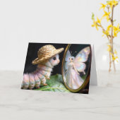 Carte Chenille Pensant à un Papillon (Fleur jaune)