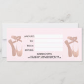 Carte Chèque-cadeau Ballerines Roses (Dos)