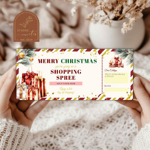 Carte Chèque Cadeau Bonnes Fêtes de Noël Shopping Spree