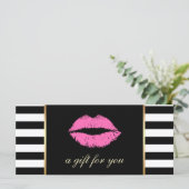 Carte Chèques-cadeaux | Lèvres roses Modernes Stripes Sa (Debout devant)